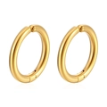 Polierte goldene Edelstahl-Creolen in minimalistischem, rundem Clip-Design für Herren - 16mm / Gold
