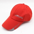 Red quick-dry sports baseball cap with long brim and gray side stripes detail - Adjustable / Full Fabric Red Cap