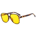 Lunettes de soleil aviateur avec monture écaille de tortue et verres jaunes rétro - Monture Écaille Lentille Jaune