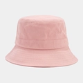 Detailed front view of a pink cotton canvas bucket hat with reinforced stitched brim - Pink