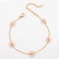 Golden stainless steel bracelet with five pink resin flowers and adjustable lobster clasp - Ear Hooks without Chain (Pair) / Pink