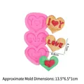 Rosa Silikonform in Herzform mit I Love You und LOVE Text für die Kuchendekoration - 4# Dreifaches Herz I Love You / Rosa