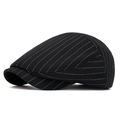 Classic black and white striped flat cap with textured fabric in a front view display - L(58-60cm) / Striped Black