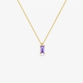 S925 sterling silver gold necklace with rectangle purple gemstone pendant for women - Purple