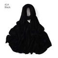 Detail of soft black jersey cotton hijab scarf showing texture on white background - Black (#41)