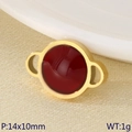 Vergoldeter runder roter Edelsteinanhänger 14x10mm für DIY-Schmuckherstellung - Roter Edelstein Doppelöse Verbinder Stil (KLJ9551-ZLA)