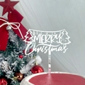 Topper per torta in acrilico argento a specchio con scritta Merry Christmas e albero - Albero di Natale Argento Luci Colorate
