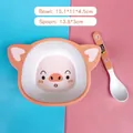 Cartoon pig shaped orange bamboo fiber bowl and spoon set for toddler feeding - A017 Little Pig Bowl Spoon (320ML)