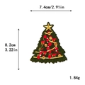 Christmas tree embroidered patch in green with golden star and red details for DIY crafts - 7.4x8.2cm / 11175-Classic Christmas Tree