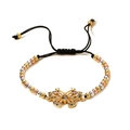Adjustable woven butterfly bracelet with micro-set multi-color zircons and tricolor beads - Tri-color (Gold/Silver/Rose Gold)