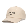 Classic beige cotton baseball cap featuring black New York embroidered lettering - Khaki
