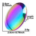Technical drawing of rainbow stainless steel hoop earrings with size and weight specs - Oval Mirror-Iridescent
