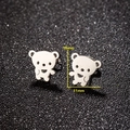 Minimalistische Bären-Ohrstecker aus Silber-Edelstahl auf schwarzem Glitzergrund - Bär-Stil (699) / Stahlfarben