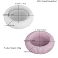 Detailed size chart for striped silicone bowl molds showing height and diameter specs - Silicone / Striped Storage Bowl