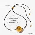 Minimalist adjustable black wax cord necklace featuring a 25mm polished gold sphere pendant - 25mm Sphere Style (KDD885)