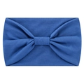 Navy blue elastic wide headband for women featuring a stylish central knot design - Blue