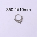 Silver 16G stainless steel nose ring with clear cubic zirconia stones and bead detailing 10mm - Three-Zircon Beaded Style (1#-10MM) / 10mm