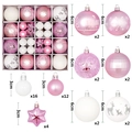 Set di 42 palline di Natale rosa e bianche con decorazioni assortite per l'albero di Natale - Rosa e Bianco (44 Pezzi)