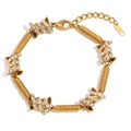 Heren armband 18K verguld roestvrij staal veerknoop met micro-pave kristallen - Veerknoop Patchwork Ingelegde Zirkonia Stijl / Goud