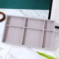Gray velvet jewelry tray with six compartments for drawer organization and display - 6 Grids / Gray