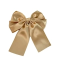 Elegant champagne gold satin bow hair clip with glossy silk finish and long ribbons - Champagne