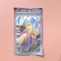 Holographic rainbow resealable jewelry pouch with silver edges and hanging hole - 9*12cm Purple