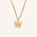 18k gold plated stainless steel initial necklace featuring letter W pendant on fine chain - Gold W