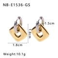 Dettaglio orecchini quadrati bicolore con specifiche di 1,8 cm di dimensione e peso - Ciondolo Quadrato / Oro e Argento