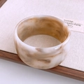 Vintage wide resin bangle with amber marble texture on beige linen display board - White Marble Texture Resin Bangle (694#)