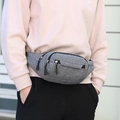 Gray multifunctional sport waist bag in water-resistant fabric with zipper pockets - Light Gray