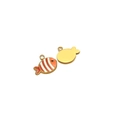 Fish-shaped stainless steel pendant charm with red and white enamel on gold plating - 11*17mm Chubby Fish - Red & White Stripes