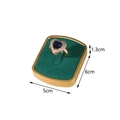 Green velvet and gold metal jewelry display stand for ring showing product dimensions - 1-Position Metal / Green