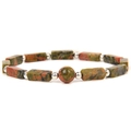 Macro detail of natural unakite stone beads with unique green and orange textures - Unakite