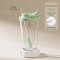 Detail view of 710ml pale green Tritan cup with large telescopic straw for bubble tea - 24oz / Pale Green