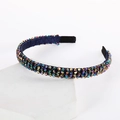 Detailed view of handmade double-row crystal headband with iridescent AB coating - Four-Row Crystal Multicolor