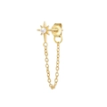 Gold S925 silver star pearl stud earring with fine chain fringe and 925 stamp - Style 5 / Gold (Single)