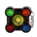 Mini black memory game keychain with glowing colorful buttons and silver metal chain - Square Memory Style / Black