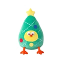 Green plush Christmas tree shaped throw pillow with star and festive decorations - Christmas Chicken
