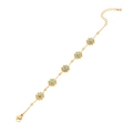 Vintage Blumenarmband mit Türkissteinen aus vergoldetem Edelstahl für Damen und Mädchen - Armband / Gold/Türkis