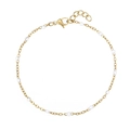 Elegant gold chain bracelet with white bead accents and lobster clasp adjustment - Bracelet / White