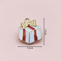 Christmas gift box alloy enamel charm in red and white colors for DIY jewelry making - 2403 Red-White Gift Box