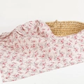 Pink muslin bamboo cotton baby swaddle blanket with floral cherry print for newborns - Pink Floral