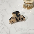 Détail d'une pince à cheveux en acétate écaille avec inscription dorée Barrette La France - Petit Yuanbao (Environ 6,6 cm) / Écaille Claire