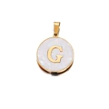 Golden shell letter G pendant with white pearl finish and stainless steel rim - Letter G / 22mm (1 Piece/Pack) / Gold