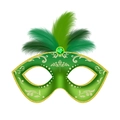 Green masquerade mask with gold sequins and feathers for carnival party decor - Carnival - Life Story (Emerald Gold Style)