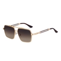 Retro pilot sunglasses with gold metal frame and gradient brown lenses for men - Gold Frame Gradient Tea