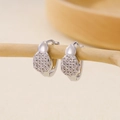 Detailed view of silver pear-shaped hoop earrings with micro-set cubic zirconia stones - Water Drop Full Zirconia Pavé Huggie-Silver