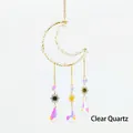 White crystal moon suncatcher with prismatic iridescent glass drops and metal sun detail - White Crystal Moonstone Wind Chime