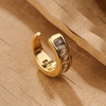 Chic 18K gold plated cuff earring with square zircon stones on wooden background - Transparent/Gold