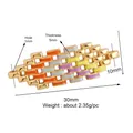 DIY jewelry connector in 18k gold plated copper with colorful enamel lattice pattern - Rainbow Enamel Woven Pattern
